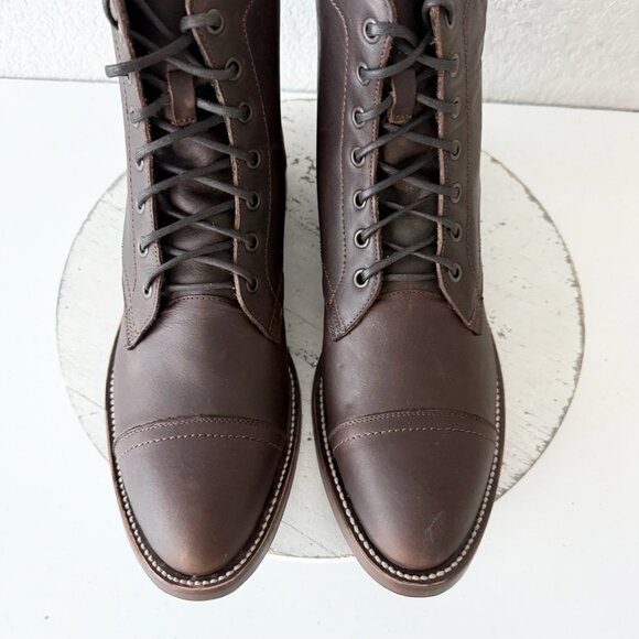 NEW Lane Mens Brown Ankle Boots Size 9.5 Lace-up Casual Genuine Leather Sole - Picture 6 of 12